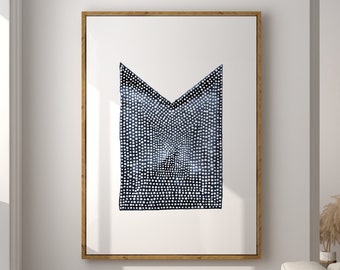 Blue White Abstract Dot Art Print: Japandi Minimalist Decor (Digital Download)