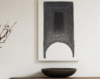 Japandi Dot Art Print: Black and White Wabi-Sabi Decor (Digital Download)