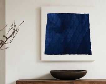 Japandi Wabi-Sabi Art Print: Dark Blue Folded Paper Texture (Digital Download)