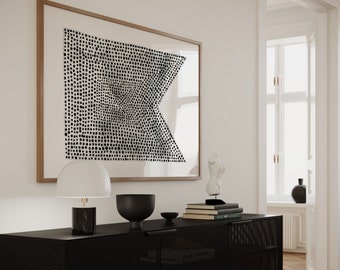 Abstract Black & White Watercolor Art Print: Minimalist Japandi (Digital Download)