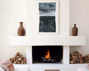 Teal & White Abstract Art Print: Wabi Sabi Japandi Decor (Digital Download)