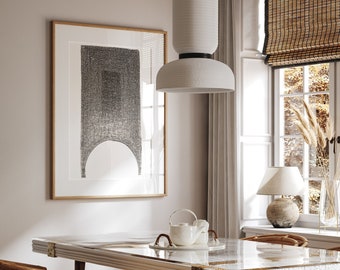 Dark Taupe Japandi Art Print: Minimalist Dots Poster (Digital Download)