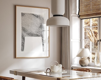 Abstract Printable Art, Japandi Dot Art Print: Wabi-Sabi Black and White (Digital Download)