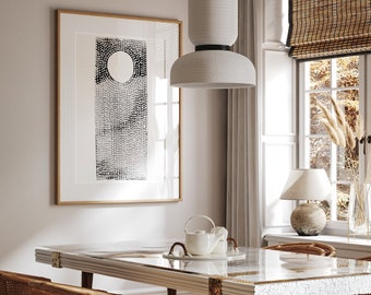 Minimalist Black and White Dot Art Print: Japandi Zen (Digital Download)