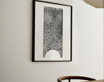 Black and White Dot Art Print: Japandi Minimalist Decor (Digital Download)