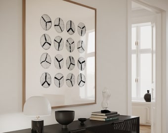 Japandi Art Print: Black and White Zen Circles (Digital Download)