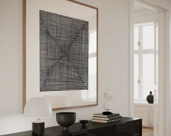 Japandi Abstract Art Print: Black Spinel Ink Weave (Digital Download)