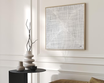 Wabi-Sabi Japandi Art Print: White Grey Alabaster Ink Weave (Digital Download