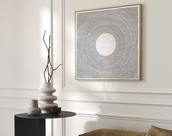 Abstract Printable Art, Digital Download, Contemporary Japandi Wall Decor, Black & White Print, Minimal Zen Dot Art, Moon Wabi-Sabi Poster