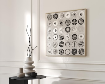 Abstract Printable Art, Digital Download, Contemporary Japandi Wall Décor, Discs, Modern Taupe Print, Zen Circles, Minimal Wabi-Sabi Poster