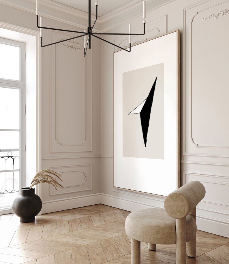 Japandi Gemstone Art Print: Minimalist Black & White, Taupe Minimal Wabi-Sabi Poster (Digital Download) image 3