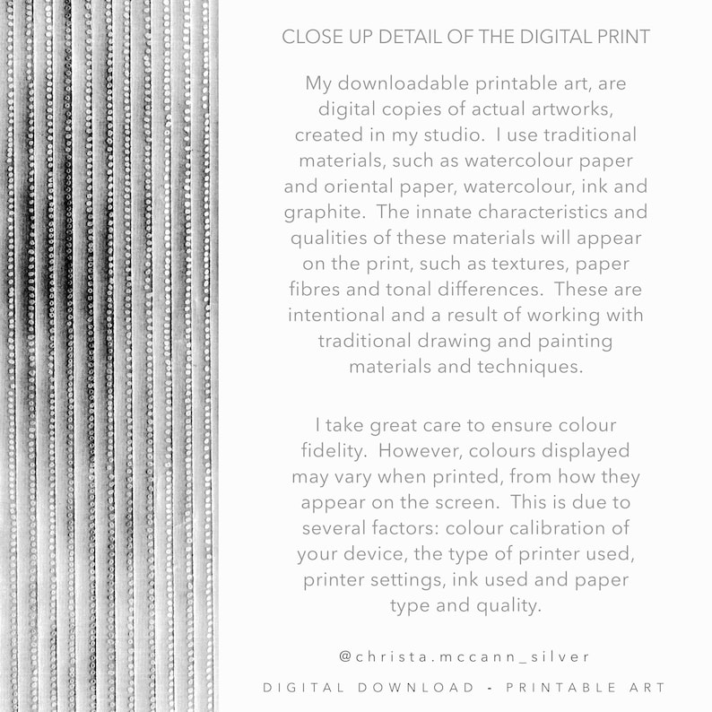 Abstract Printable Art, Digital Download, Contemporary Japandi Wall Decor, Black & White Print, Minimal Wabi-Sabi Poster, Pinstripes. image 4