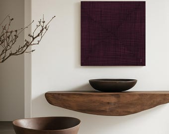 Intense Dark Red Abstract Art Print: Ink Weave, Modern Minimalist (JPG Downloadable
