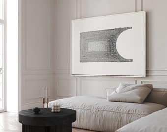 Japandi Dot Art Print: Wabi-Sabi Black and White Abstract (Digital Download)