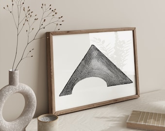 Abstract Dot Art Print: Black and White Japandi Wabi-Sabi Poster (JPG Download)