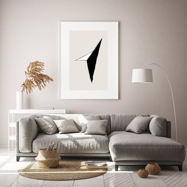 Japandi Gemstone Art Print: Minimalist Black & White, Taupe Minimal Wabi-Sabi Poster (Digital Download) image 6