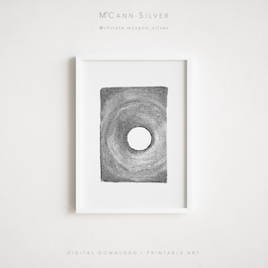 Printable art of an original watercolour and ink painting in black, grey and white.  Abstract artwork in a rectangular format. A minimalistic japandi, wabi-sabi style that celebrates beauty in simplicity. Modern contemporary zen poster.