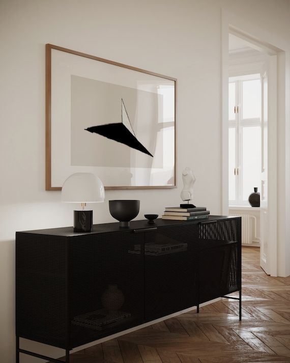 Japandi Gemstone Art Print: Minimalist Black & White, Taupe Minimal Wabi-Sabi Poster (Digital Download)
