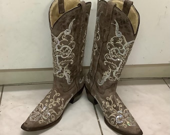 Corral cowboylaarzen western model A1187 distressed taupe Amerikaanse dames 9,5 M