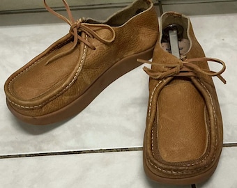 Yogi Willard negative heel shoes natural leather tan color UK 8 EU 40 US mens 9
