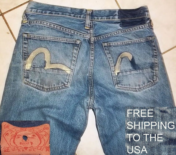 Evisu redline jeans selvedge denim button fly 30x… - image 1