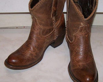 Lane enkellaarzen voor cowgirls: cognackleurige leren laarsjes, damesmaat 8