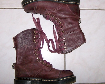 Doc Martens Aimilita Boots: Brown Leather Lace-Up, UK 3 US Women's 5