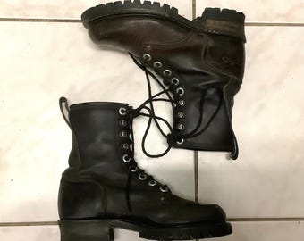 Vintage Molts combat work boots hardcore for women dark brown US 8D