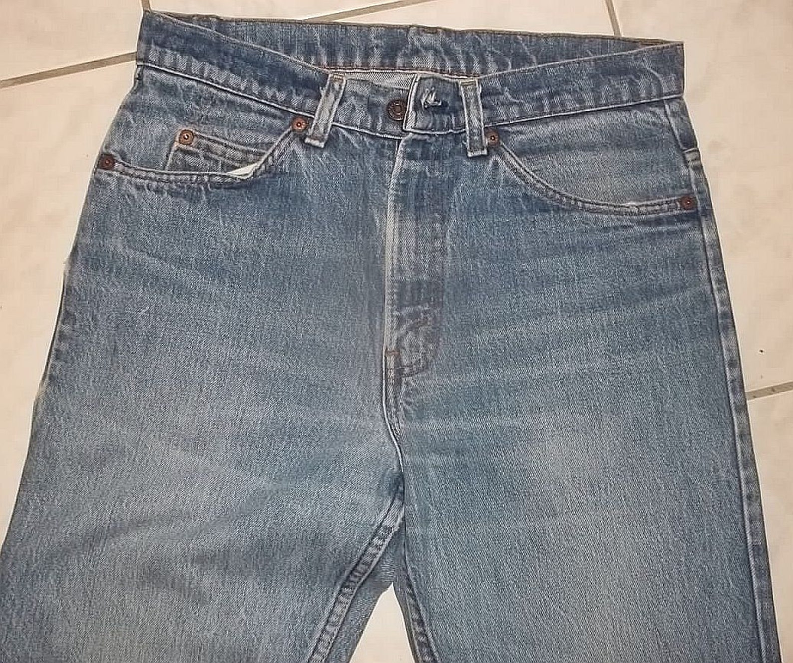 Vintage Levis 509 jeans blue denim straight leg orange tab | Etsy