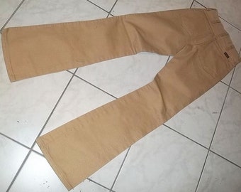Vintage Wrangler bell bottom trousers: High Waisted Beige Student Cut (W26 L33)