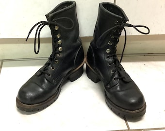 Vintage logger packer boots made in USA black leather US women’s 7 M