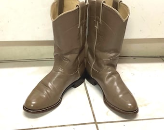 Botas vintage Justin Roper modelo L3067 de tacón bajo, color topo, talla 5.5 B de mujer (EE. UU.)