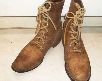 Botas Justin Grandma estilo vaquera con cordones, talla US 6.5B estrechas