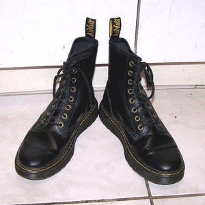 DocMartens Zavala Black Leather Platform Combat Boots Men 7 Women 8 Goth Grunge Doc Martens Zavala ALT, Black Boots, Brand New, Women main image 4
