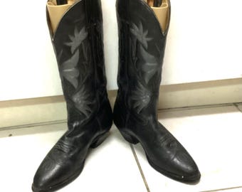 Stivali da cowgirl Canadian Boulet in pelle nera, taglia da donna 7 C