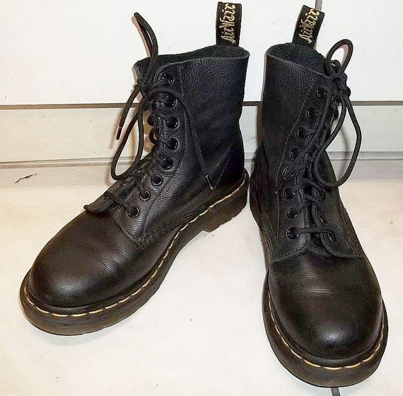 Dr Martens 1460 Pascal Virginia Lace up Boots Bouncing Soles Black Leather Womens US6 UK4 EU37 Slightly Worn Very Good Free US Shipping Etsy