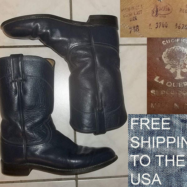 Justin Roper Stiefel mit niedrigem Absatz für Western Cowgirls und Frauen Modell 3744 Farbe Marine Gr. 7,5 B leicht getragen sehr guter Zustand