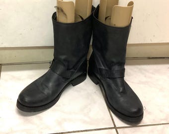 Frye engineer boots Veronica harness oiled leather charcoal women’s 10B