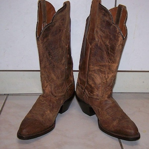 Dan Post Snip Toe Cowgirl Boots: Brown Oiled Leather, Women&#39;s 6.5M