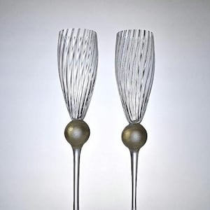 Union Street Glass Manhattan Gold Champagne Flutes | Set of 2