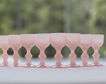 Portieux Vallerysthal Soft Pink Opaline Cordial Apertif Digestif Glasses | Set of 8