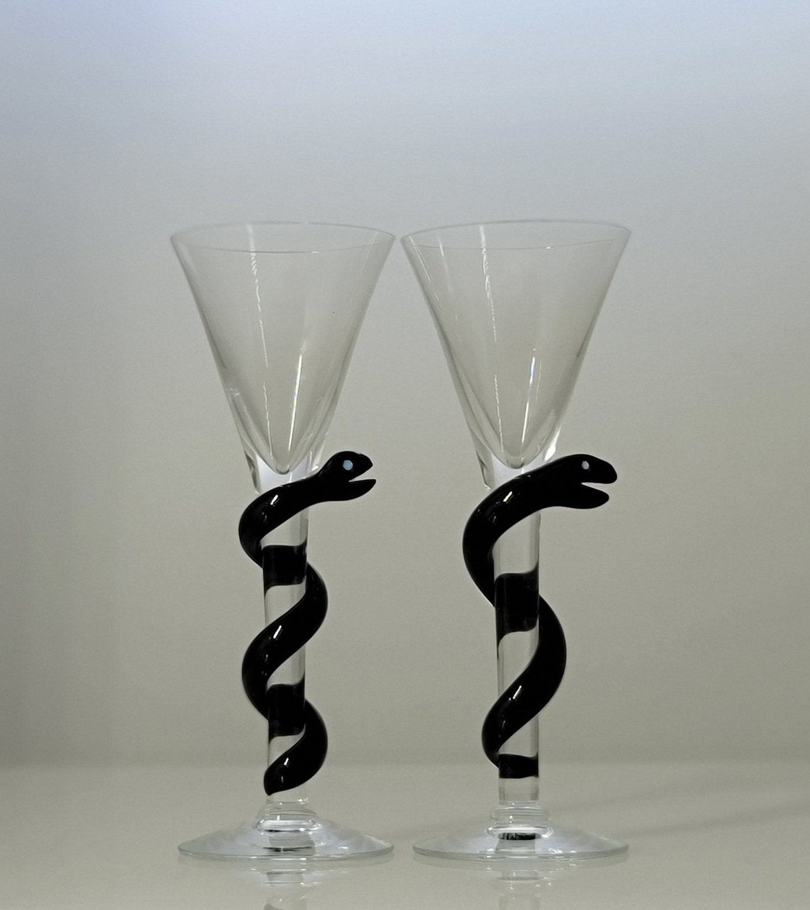 Kosta Boda Cleopatra Black Serpent Snake Wine Glasses Set of Etsy