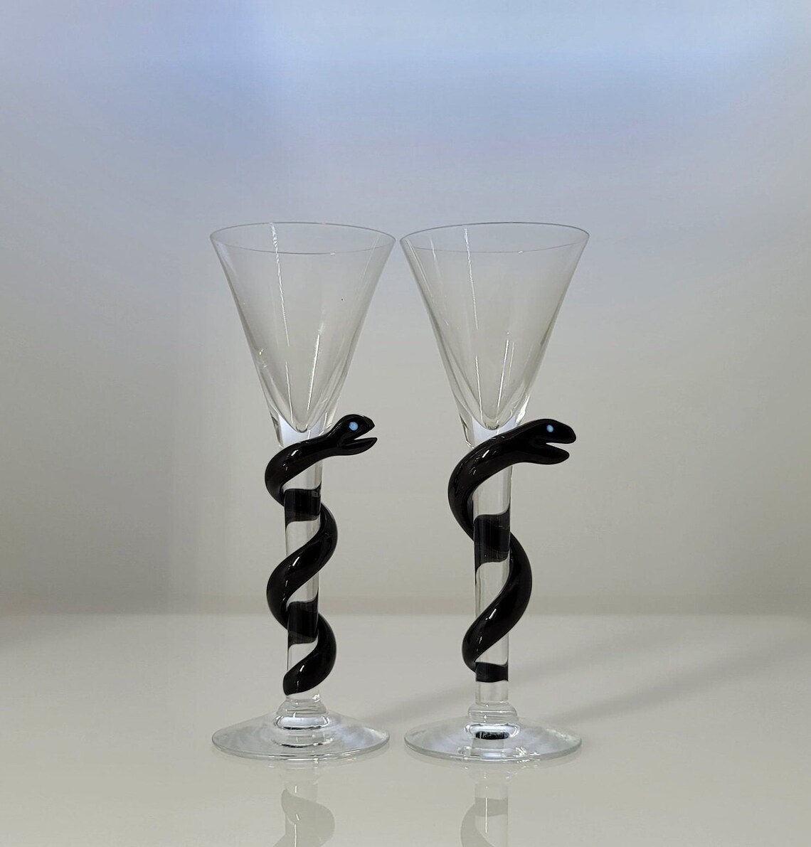 Kosta Boda Cleopatra Black Serpent Snake Wine Glasses Set of | Etsy