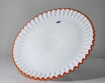 Fenton Flame Crest Milk Glass Cake Stand | #7213