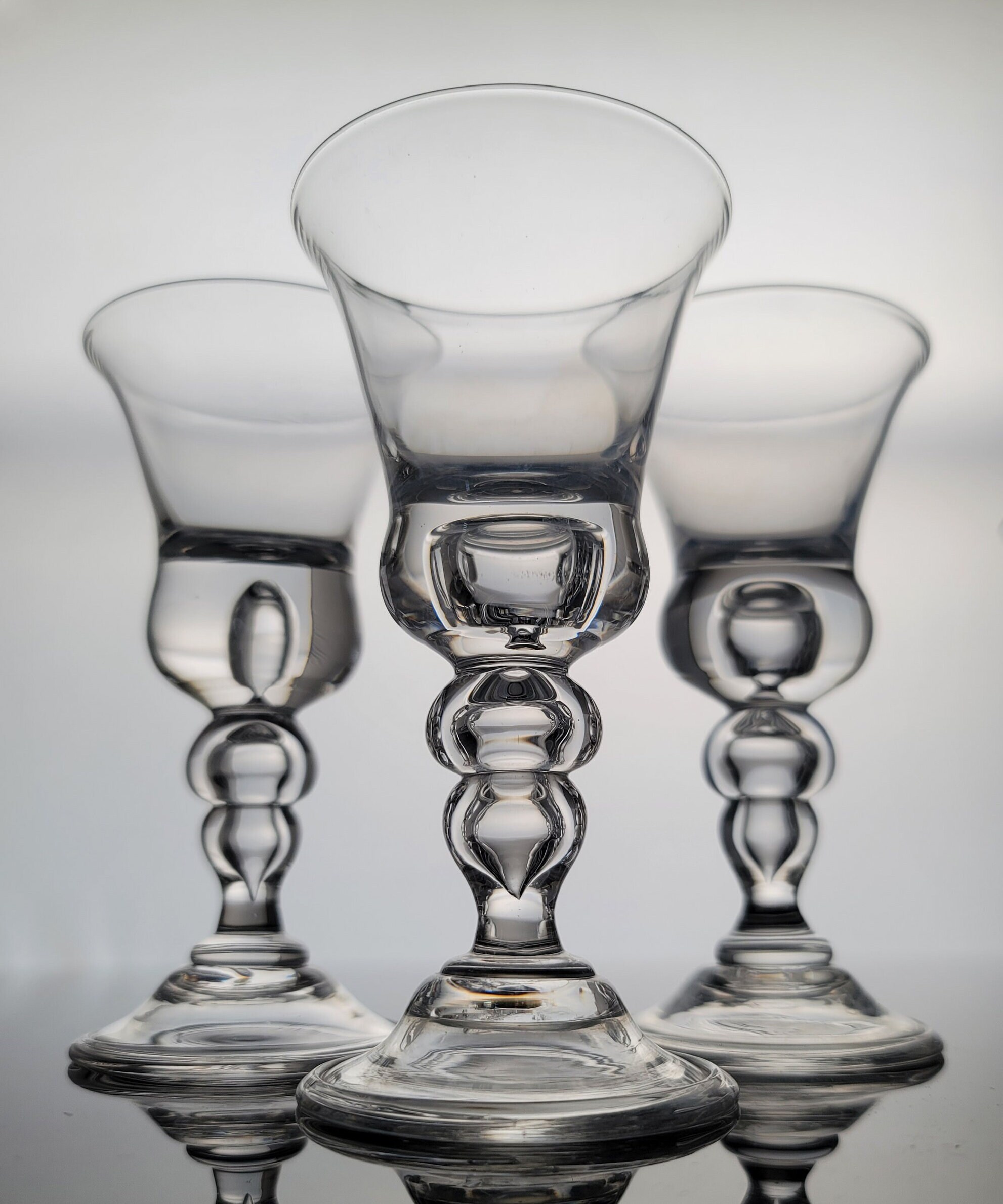 Gundersen Pairpoint Teardrop Air Stem Baluster Wine & Cordial Glasses