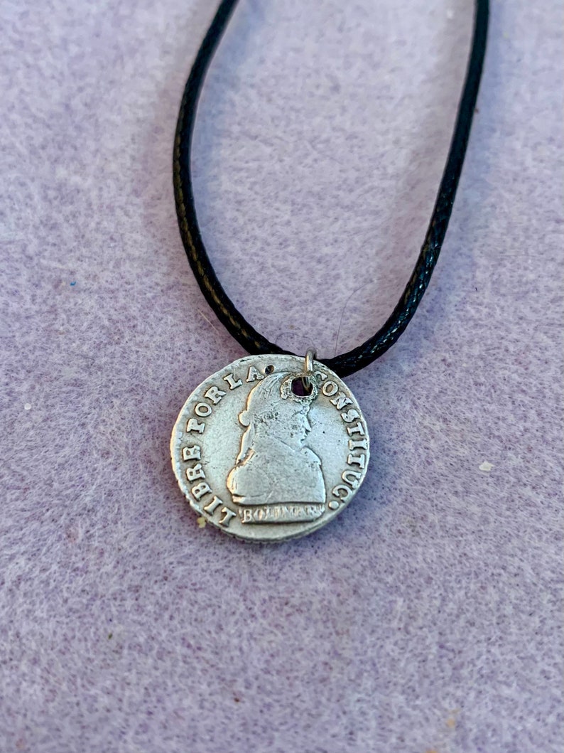 Silver 1830 Bolivian 1 Sol Coin Necklace Bolivian Heritage Silver Coin Old Pendant Charm Antique 1830 Bolivian Coin Pendant