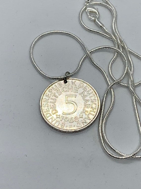 Vintage 1968 German Coin Pendant Silver 