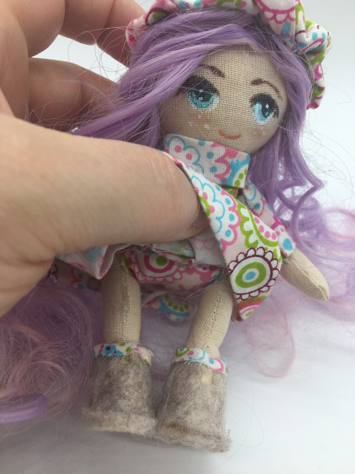 Miniature Doll Keychaincloth Dollcurly Hairhand Etsy