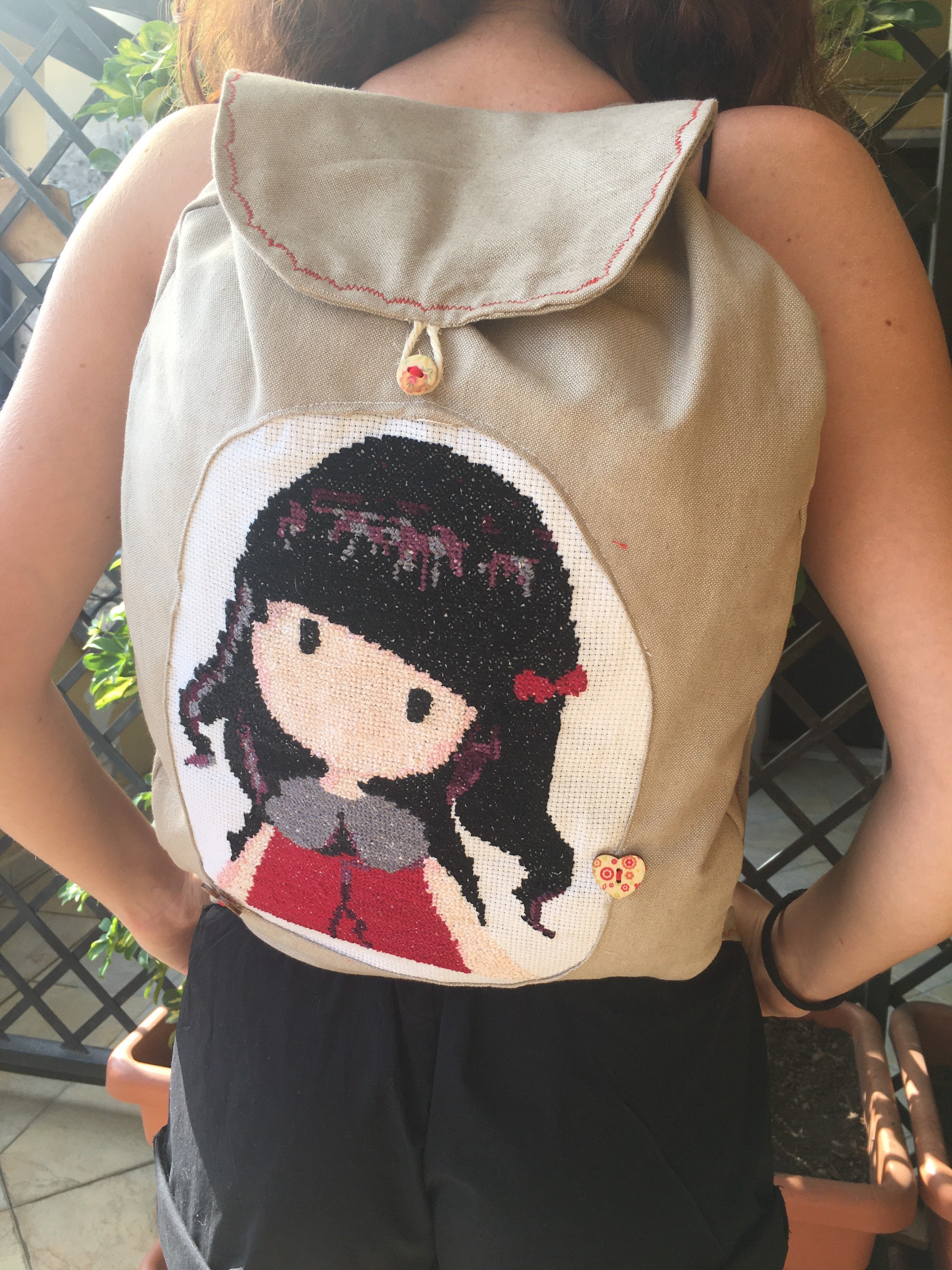 Embroidered linen backpack Cross stitch Hand sewn Princess Etsy