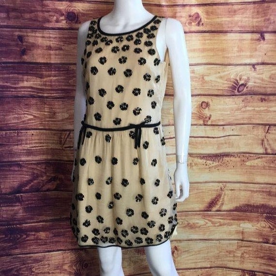 Valentino Vintage Cream Black Beaded Flapper Dress